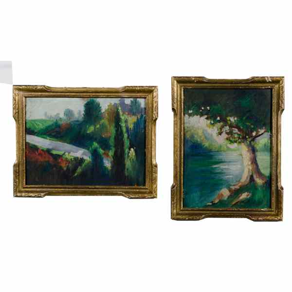 Appraisal: American Landscape Studies Oil on board two unsigned landscape studies