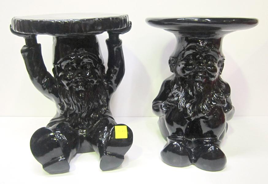 Appraisal: TWO KARTELL GLOSS BLACK GARDEN GNOMES TWO KARTELL GLOSS BLACK