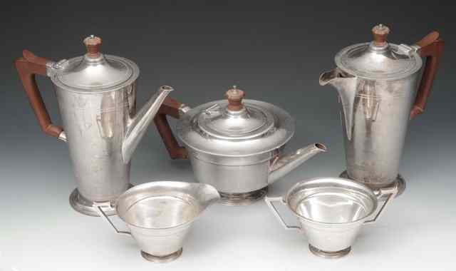 Appraisal: AN ART DECO STYLE FIVE PIECE SILVER TEA AND COFFEE