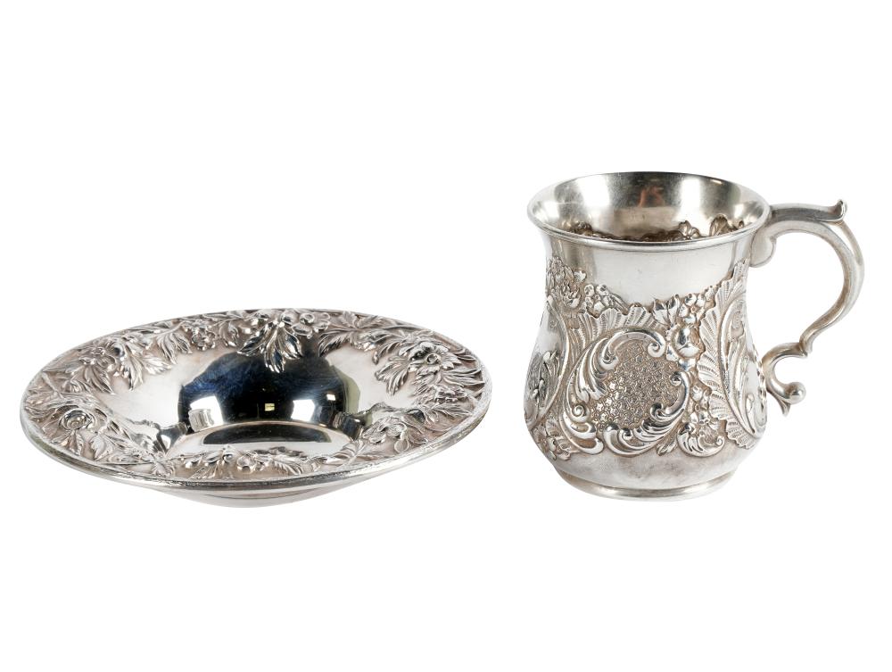 Appraisal: TWO AMERICAN STERLING REPOUSSE ARTICLESthe cup Baltimore Sterling Silver Co