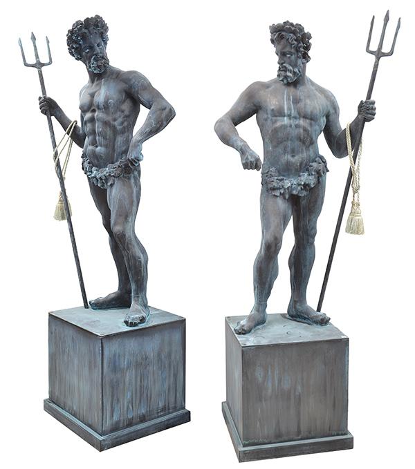 Appraisal: A PAIR OF COMPOSITE MYTHOLOGICAL FIGURES ON BRONZE STANDS two