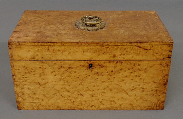 Appraisal: Bird s-eye maple storage box early th c with dovetailed