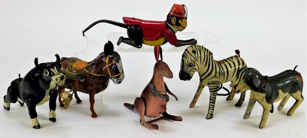 Appraisal: PC Japanese Linemar Animal Tin Toy Group Japan th Century