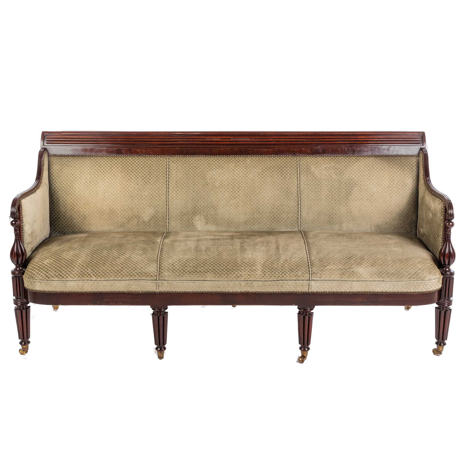 Appraisal: FEDERAL MAHOGANY SOFA Baltimore Maryland Circa - highly carved reeding