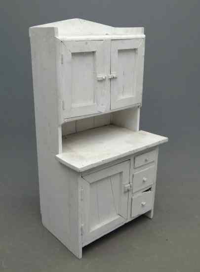 Appraisal: Early 's child's cupboard in white paint '' Ht