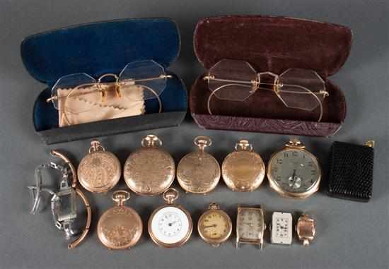 Appraisal: Group of gold-filled pocket watches including Elgin closed face pocket