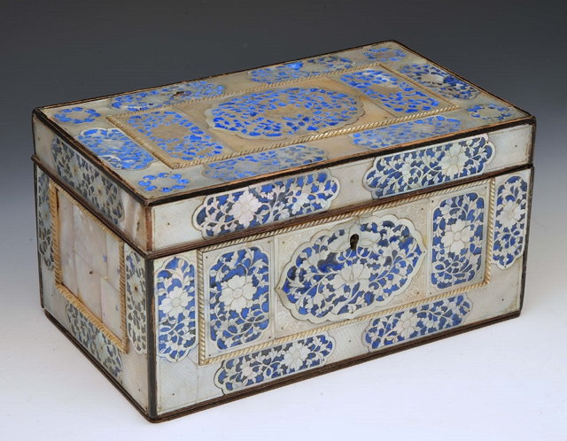 Appraisal: A CHINESE EBONISED AND MOTHER OF PEARL BOX with applied