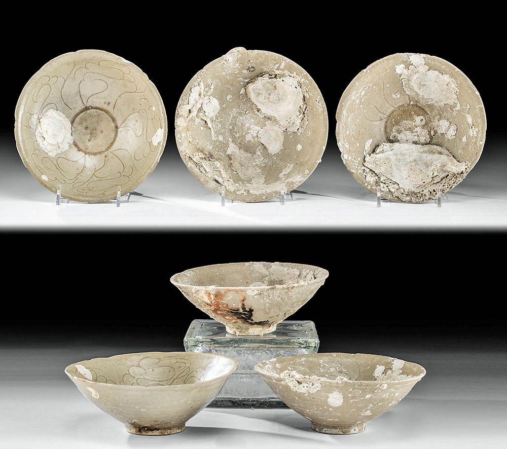 Appraisal: Chinese Song Dynasty Pottery Bowls - Sea Encrustations East Asia