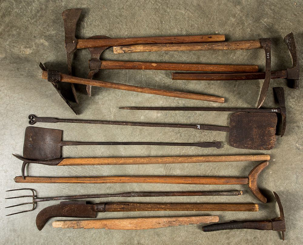 Appraisal: Group of early wrought iron long handled tools Group of