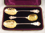 Appraisal: A Victorian parcel gilt sterling silver fruit serving set comprising