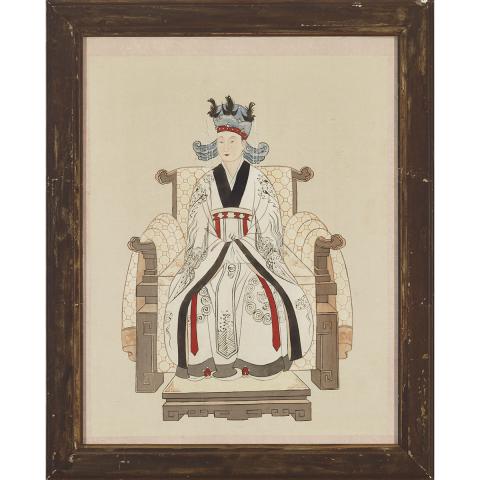 Appraisal: Two Korean Emperor and Empress Watercolors Ink and color on