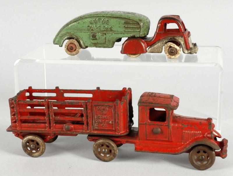 Appraisal: Lot of Cast Iron Truck Toys Description American Includes one