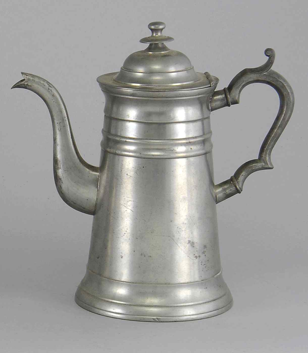 Appraisal: ANTIQUE AMERICAN PEWTER LIGHTHOUSE COFFEEPOT BY ROSWELL GLEASON th CenturyJacob's