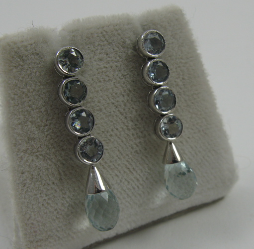 Appraisal: PAIR OF BLUE TOPAZ PENDANT EARRINGS K white gold settings