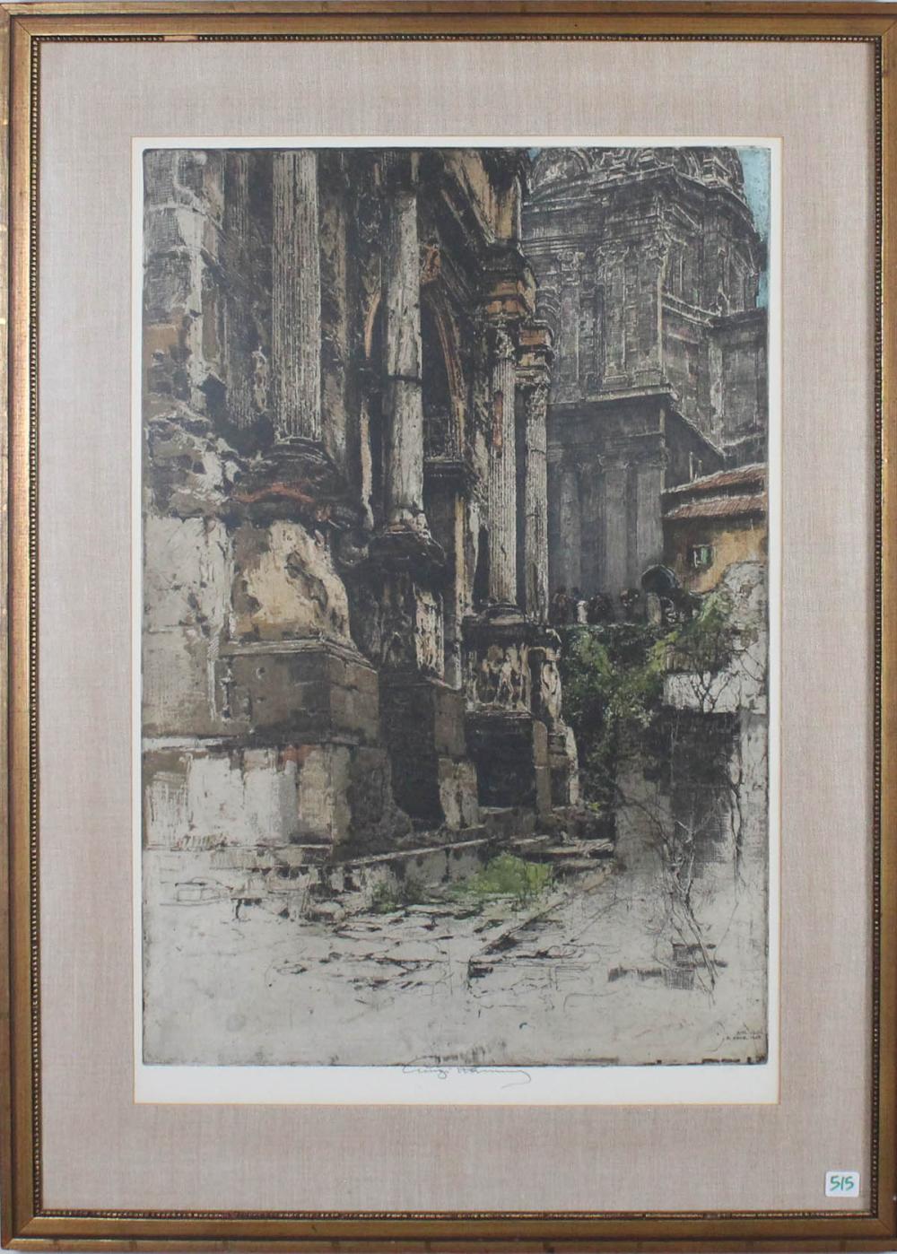 Appraisal: LUIGI KASIMIR Austria - etching and aquatint Rome Arch of