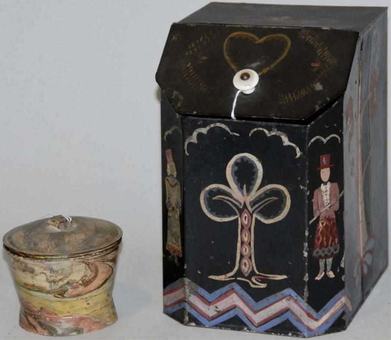 Appraisal: Two Pieces of Painted Decorative Toll Ware Tin One coffee