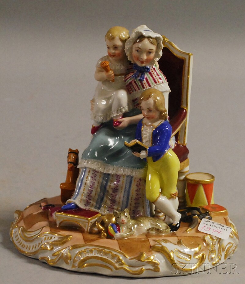 Appraisal: Austrian Hand-painted Porcelain Figural Group of a Mother with Children