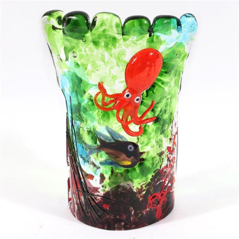 Appraisal: MARTINUZZI FOR CENEDESE MURANO ART GLASS SCONCE WITH UNDERWATER SCENE