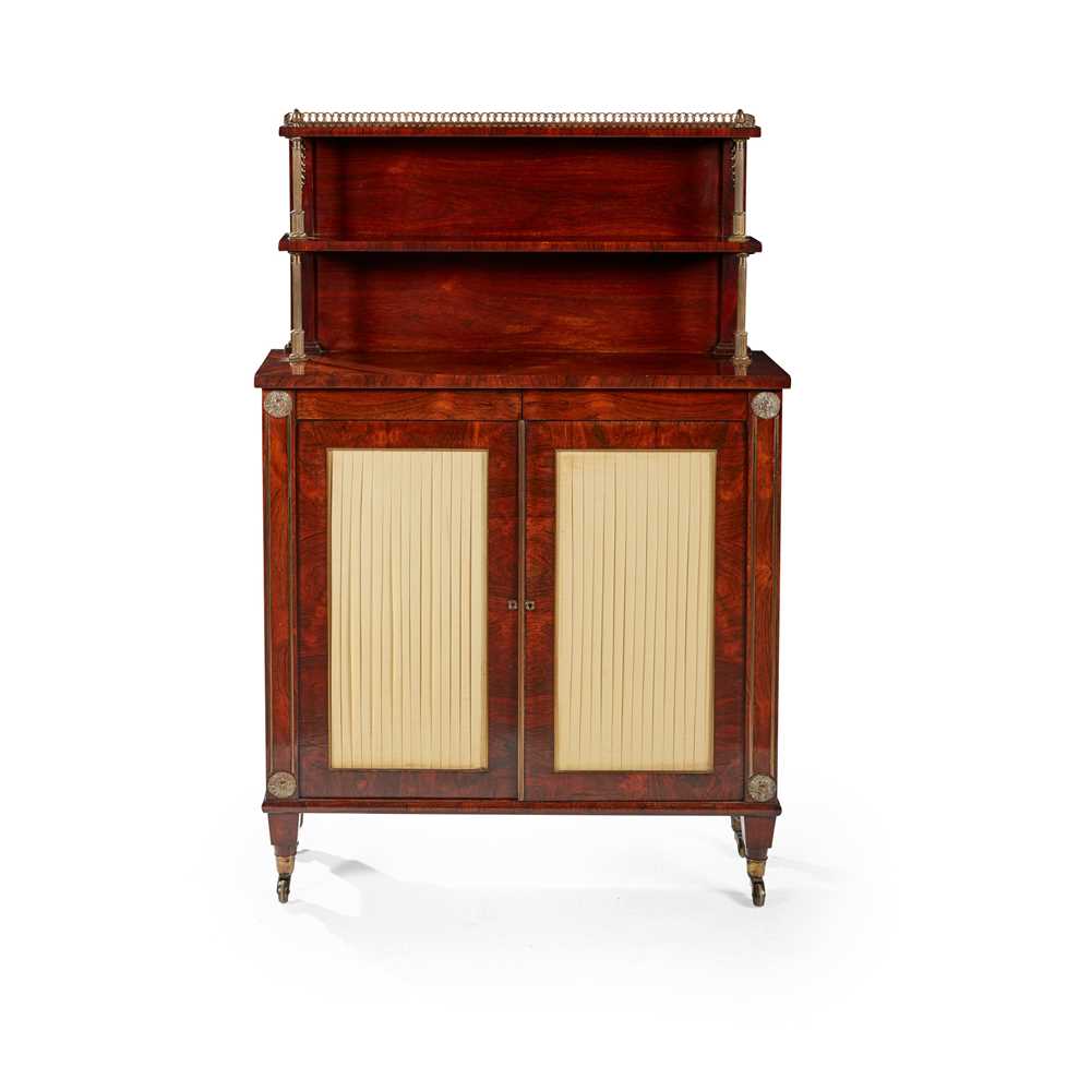 Appraisal: Y REGENCY ROSEWOOD AND BRASS MOUNTED CHIFFONIER BY WILKINSON SONS