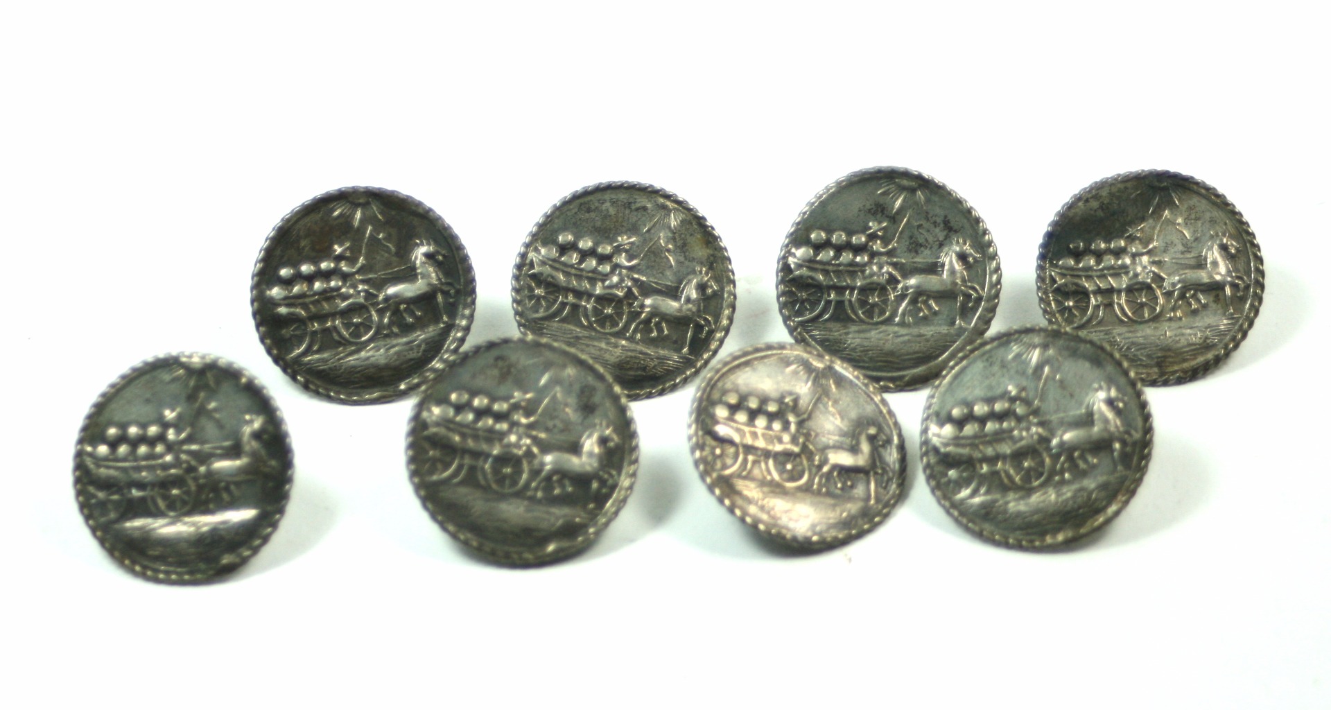 Appraisal: A set of eight Dutch Provincial circular silver buttons late