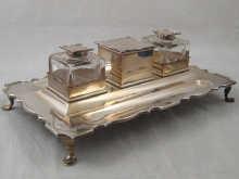 Appraisal: A large silver double Treasury style inkstand maker D M