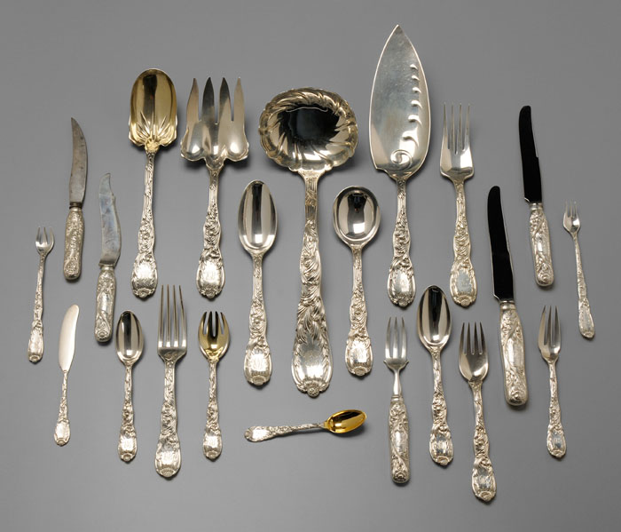 Appraisal: Tiffany Chrysanthemum Sterling Flatware American - pieces marks for Tiffany