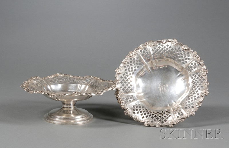 Appraisal: Pair of Gorham Reticulated Sterling Compotes rim pierced with quatrefoils