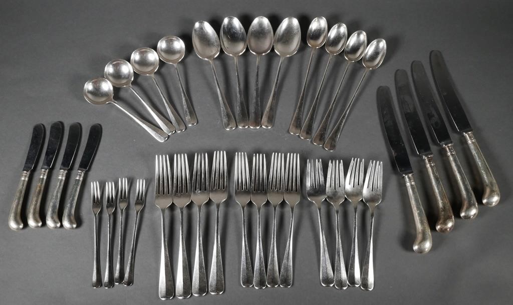 Appraisal: TIFFANY CO STERLING RAT TAIL FLATWARE pieces total service for