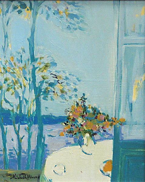 Appraisal: Michel Henry French born Still life with flowers blue Still