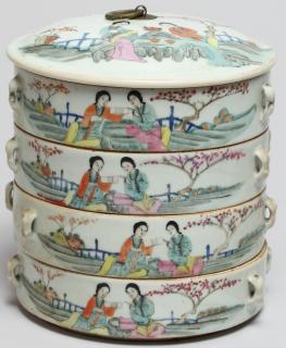 Appraisal: Chinese Four s- s the lid and sides depicting two