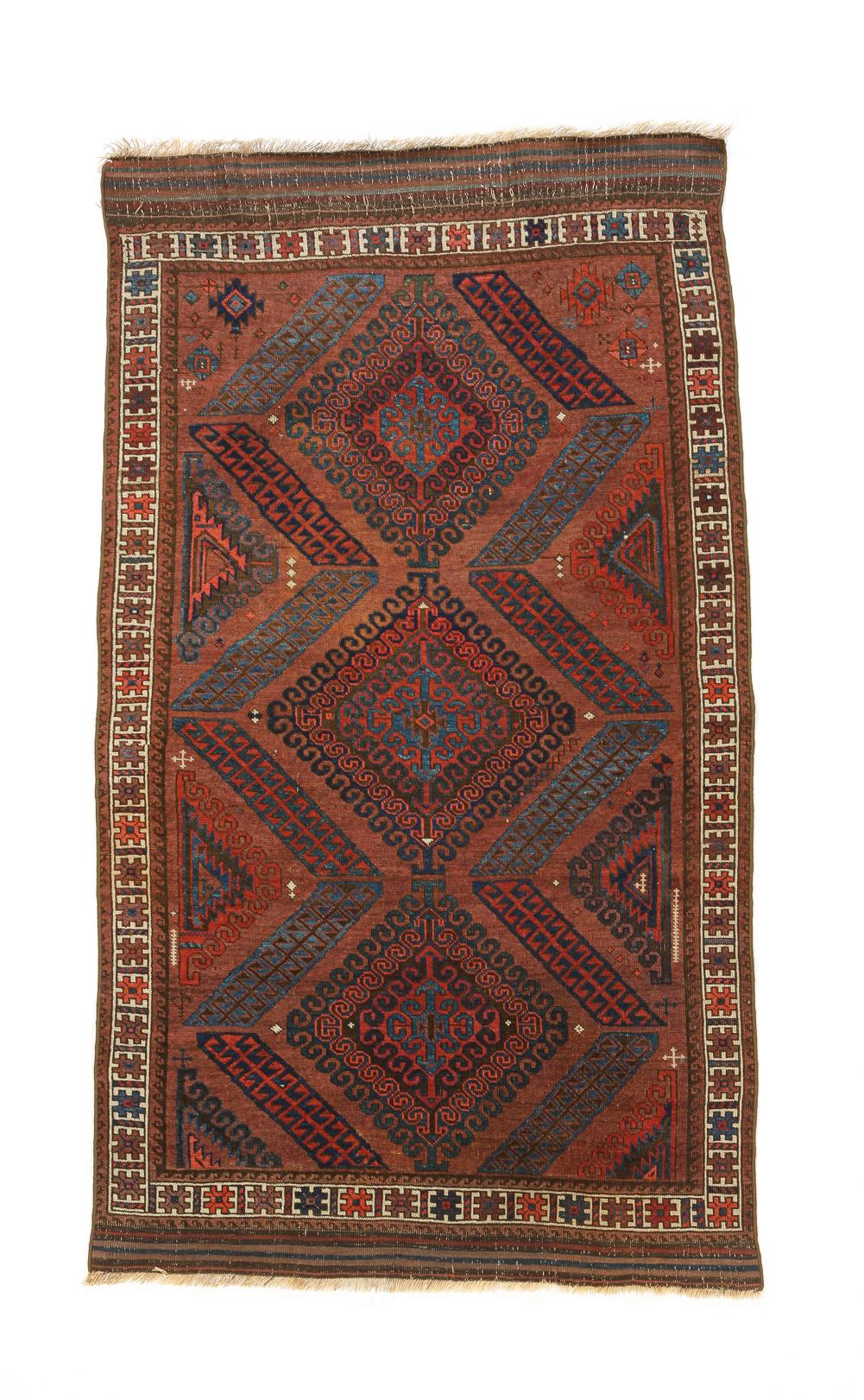 Appraisal: MUSHWANI BALUCH RUG Ca Blue accents and flat woven ends