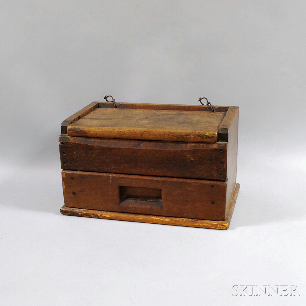 Appraisal: Wooden Shoeshine Stand th century the single-drawer box with lift