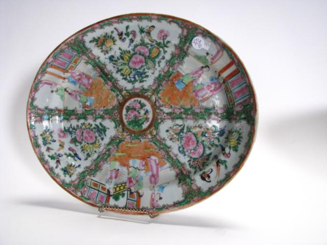 Appraisal: Japanese Imari serving platter x oval panel decorated with figures