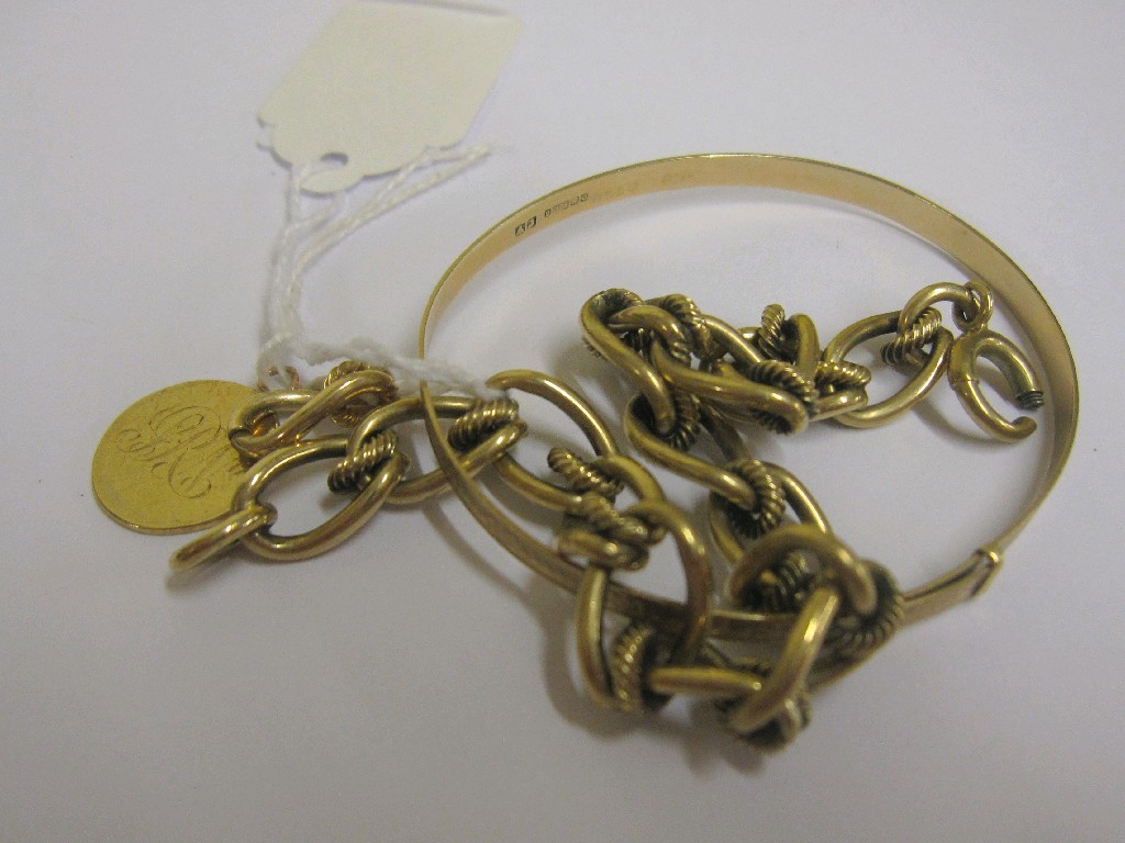 Appraisal: Lot of ct gold to include fancy link bracelet bangle