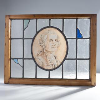 Appraisal: George Washington leaded stained glass window George Washington leaded stained