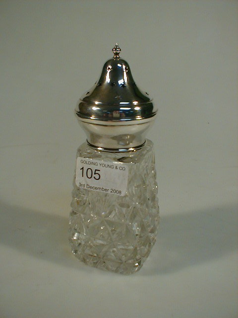 Appraisal: A cut glass and silver caster high