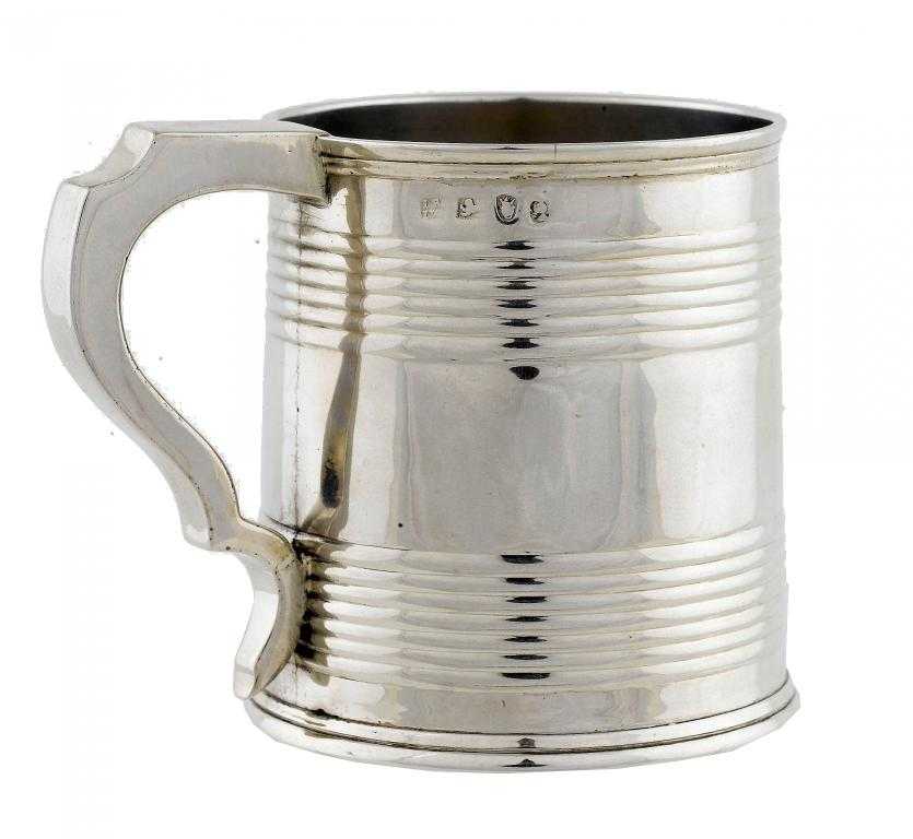 Appraisal: A GEORGE III SILVER CHRISTENING MUG of slightly tapered cylindrical