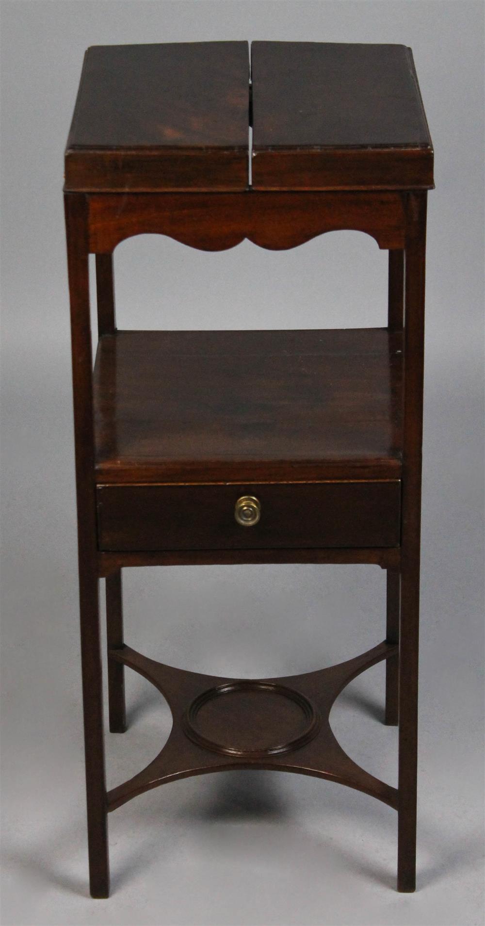 Appraisal: GEORGIAN MAHOGANY WASHSTAND having a double hinged top which folds