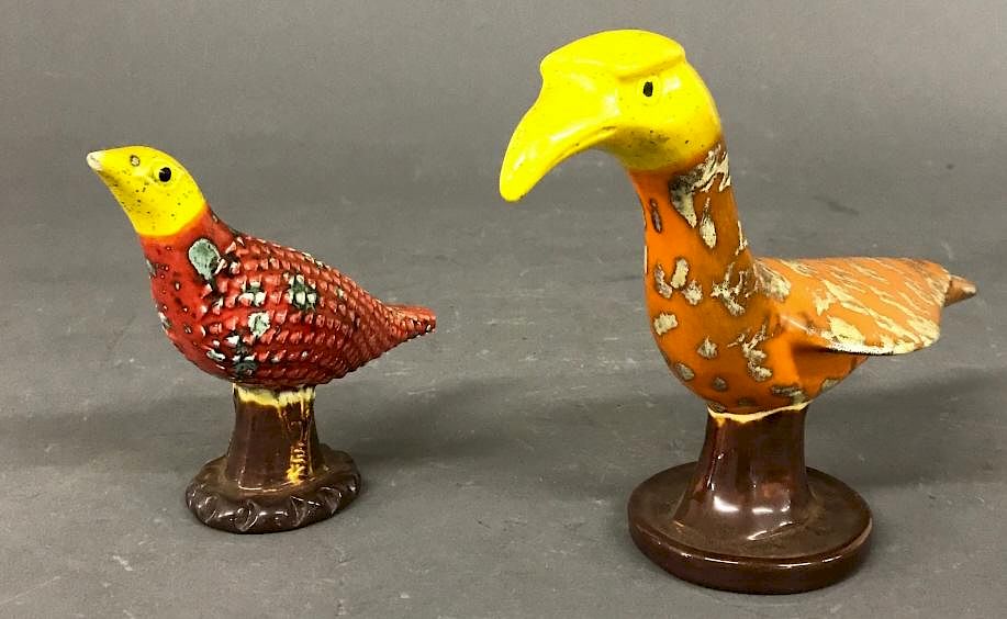 Appraisal: Two Colorful Ceramic Birds Lehigh Co two colorful ceramic birds