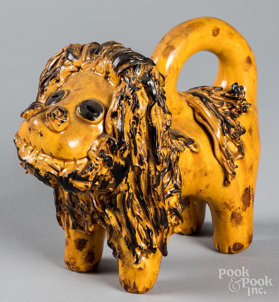 Appraisal: Breininger redware lion Breininger redware lion h w In-House shipping