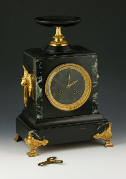 Appraisal: - French Mantel Clock French mantel clock onyx and marble