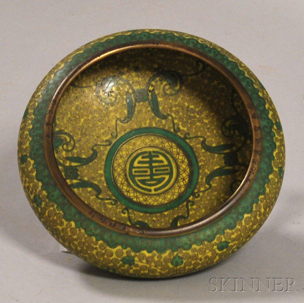 Appraisal: Cloisonne Bowl China th th century decorated in green and