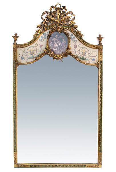 Appraisal: A Louis XV style gilt wood trumeau mirror height ft