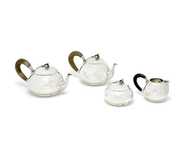 Appraisal: A th century Italian silver four-piece tea service by S