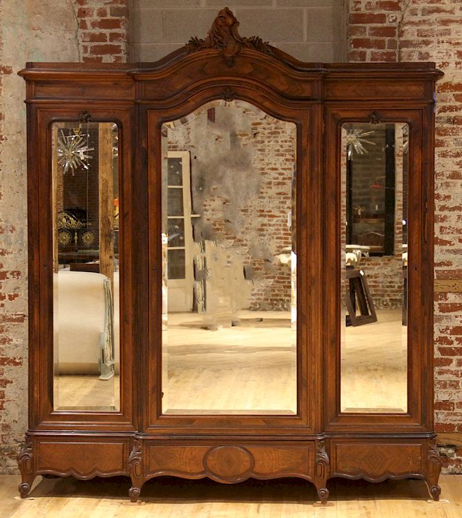 Appraisal: TH C FRENCH LOUIS XV STYLE MARQUETRY ARMOIRE A nineteenth