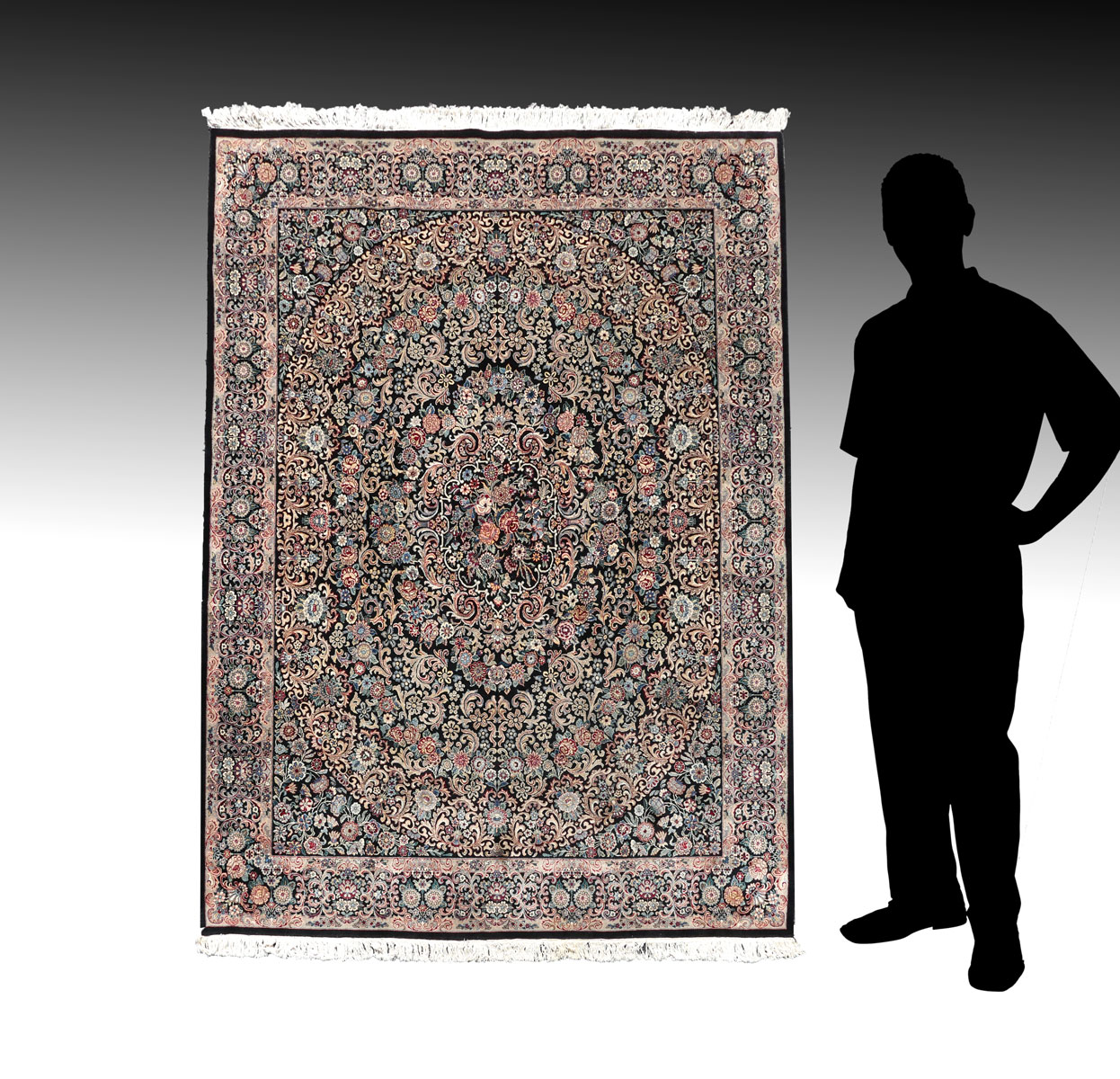 Appraisal: SINO-PERSIAN HAND KNOTTED WOOL RUG ' '' X ' ''