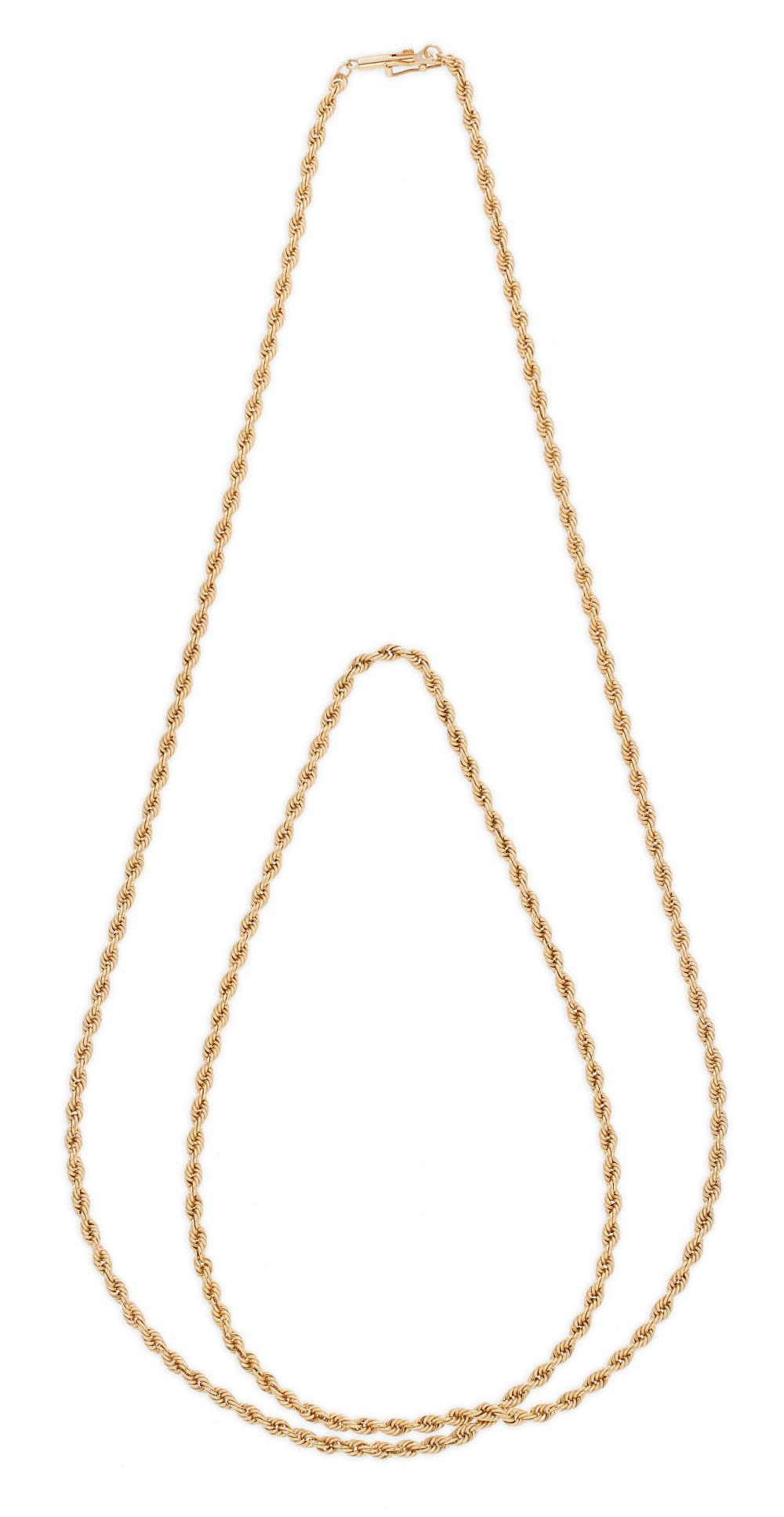 Appraisal: KT YELLOW GOLD SOLID WIRE ROPE CHAIN APPROX TOTAL DWT