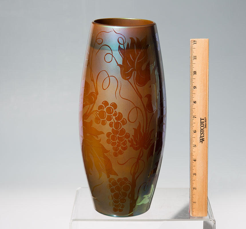 Appraisal: 'S ZSOLNAY EOSIN GLAZE VASE Grape vine motif iridescent Eosin