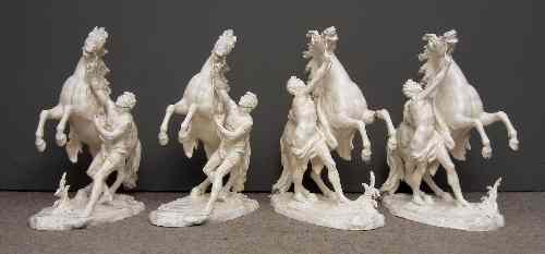 Appraisal: Four th Century French white painted spelter figures of ''Mali''