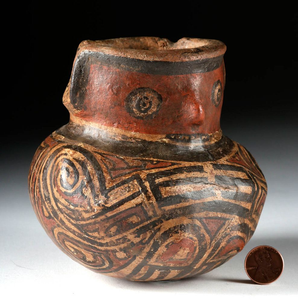 Appraisal: Cocle Polychrome Effigy Jar - Human Saurian Motifs Originally Listed